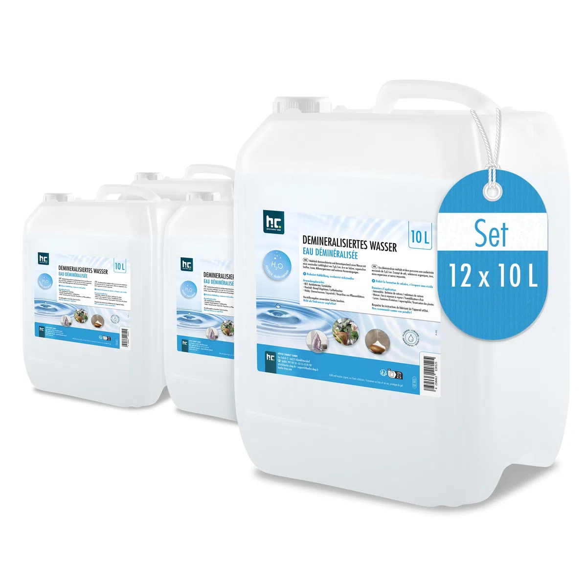 Höfer Chemie 12 x 10 L d'eau Déminéralisée - Eau Pure Déminéralisée