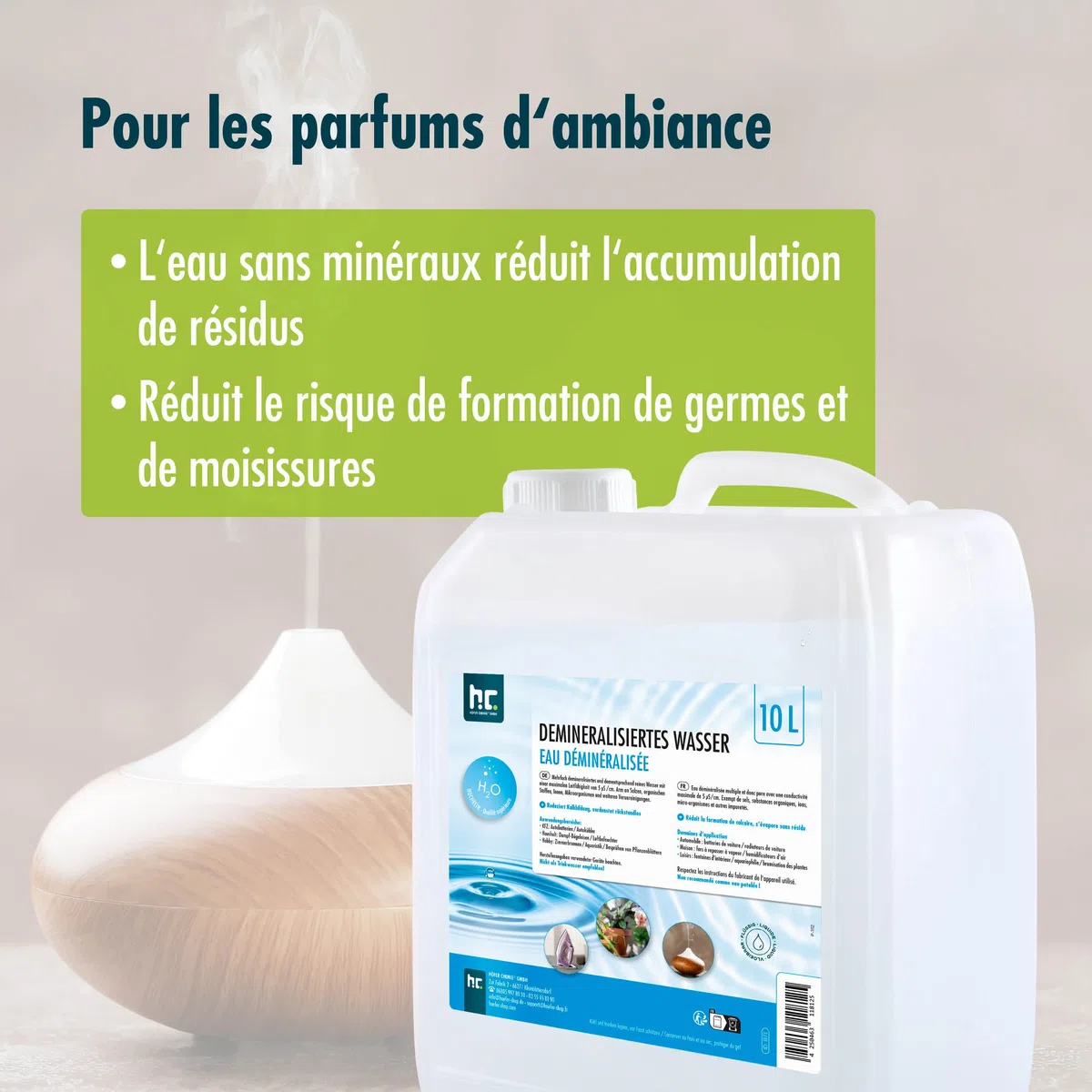 Höfer Chemie 12 x 10 L d'eau Déminéralisée - Eau Pure Déminéralisée