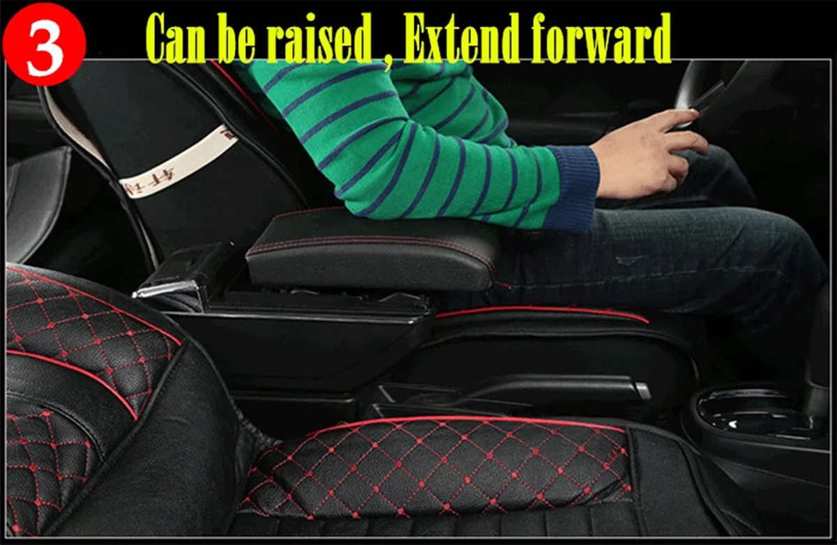 BoîTe Rangement Accoudoirs Pour Les Accessoires De Modification Console Centrale Voiture Boîte D'accoudoir Aperçu Double Surélevé Avec USB
