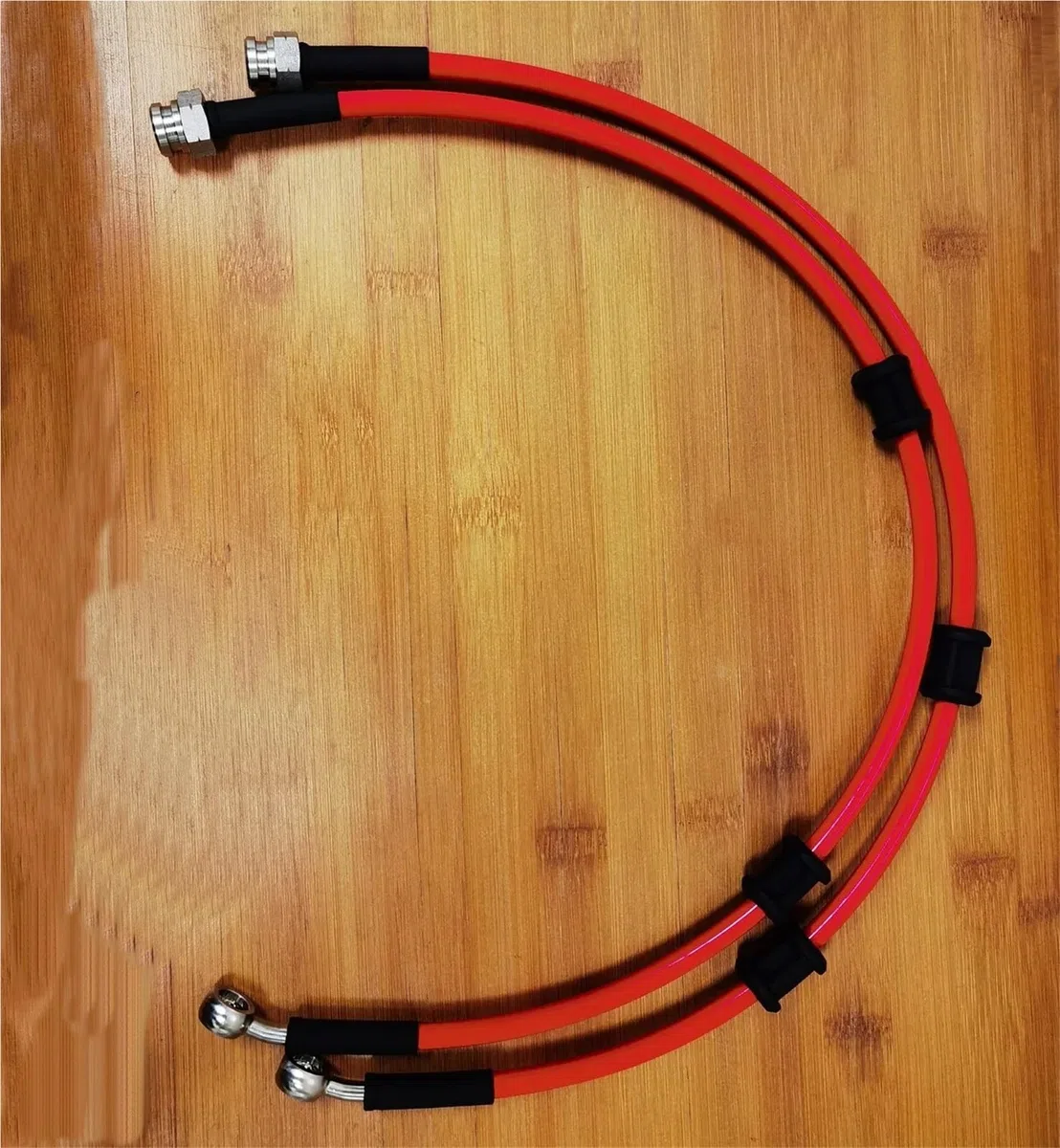 1 Paire De Flexibles Frein Hydrauliques Tressés En Acier Inoxydable Métrique M10x1 Femelle Pivotant + 10 Mm 20 Degrés Banjo Flexibles de frein(1000MM)