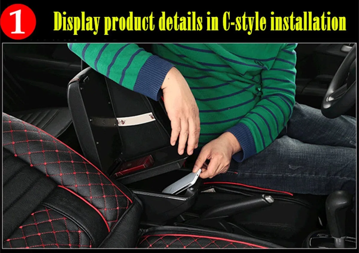 BoîTe Rangement Accoudoirs Pour Les Accessoires De Modification Console Centrale Voiture Boîte D'accoudoir Aperçu Double Surélevé Avec USB