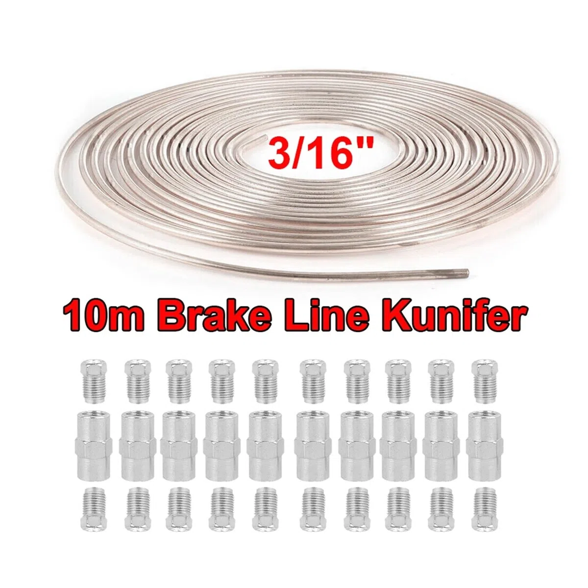 Conduites de frein Kit de réparation et de remplacement de pièces de frein de voiture, diamètre extérieur 3/16 (4,75 mm), 10 mètres + 10 jeux(Military Green)