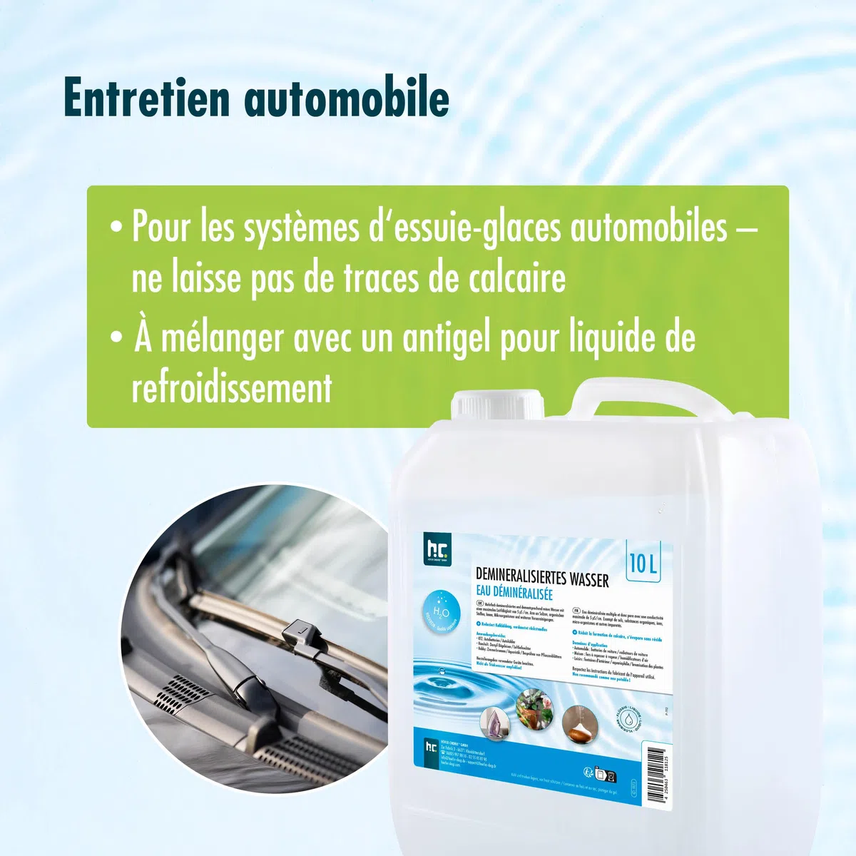 Höfer Chemie 12 x 10 L d'eau Déminéralisée - Eau Pure Déminéralisée