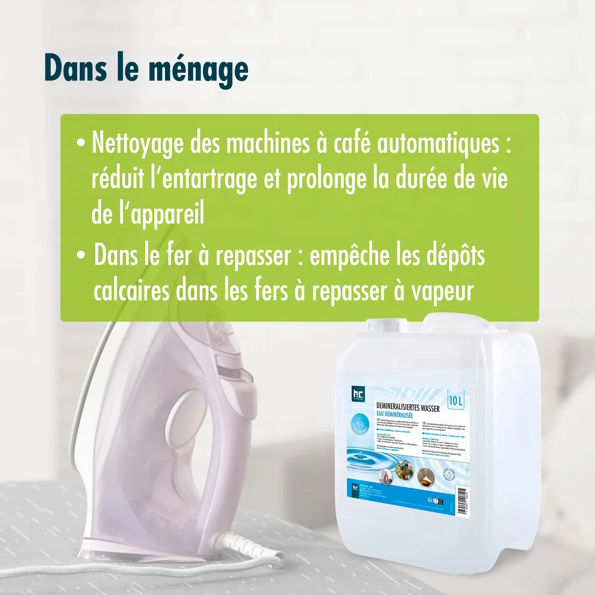 Höfer Chemie 12 x 10 L d'eau Déminéralisée - Eau Pure Déminéralisée