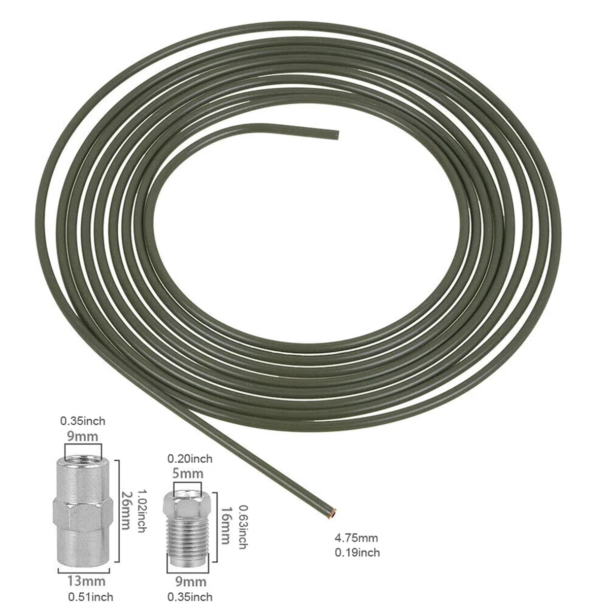 Conduites de frein Kit de réparation et de remplacement de pièces de frein de voiture, diamètre extérieur 3/16 (4,75 mm), 10 mètres + 10 jeux(Military Green)